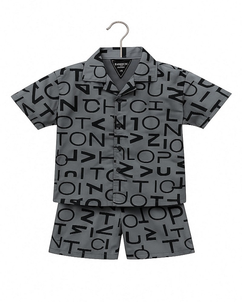 Boys Printed Summer Coord Set 2-Piece Shirt & Short Shamagarments.pk