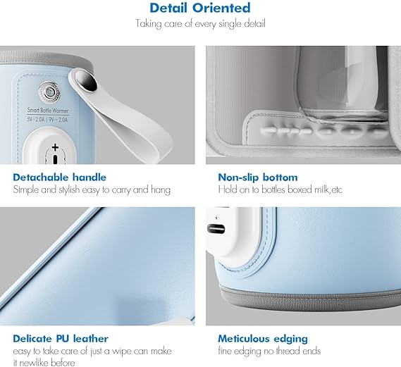Portable USB Baby Bottle Warmer with LCD & Fast Heating – 18W QC 3.0 Charger