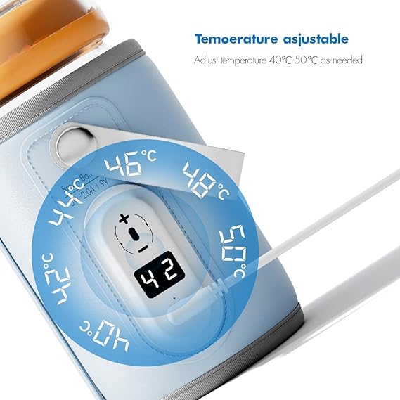 Portable USB Baby Bottle Warmer with LCD & Fast Heating – 18W QC 3.0 Charger