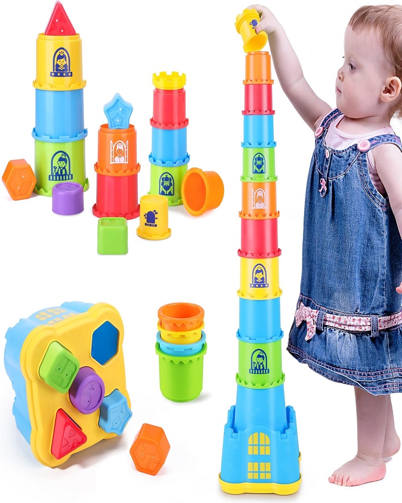 11 Piece Stacking Cups Stackers Pre-school Learning Toy Stacking Tower 11 Piece Stacking Cups Stackers Pre-school Learning Toy Stacking Tower