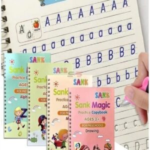 4pcs Sank Magic Practice Books Set with 10 Refills and 1 Pen Gripper