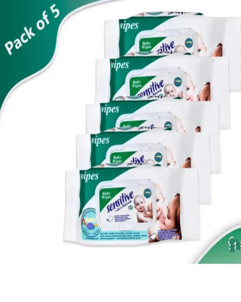 Baby Wipes Sensitive 1 shamagarmens.pk Baby Wipes Sensitive – Gentle & Soft Wipes for Babies (Pack of 5)
