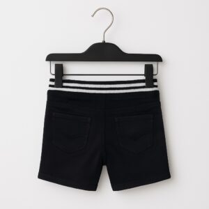 Boys Black Casual Shorts with Striped Waist & Back Pockets Shamagarments.pk