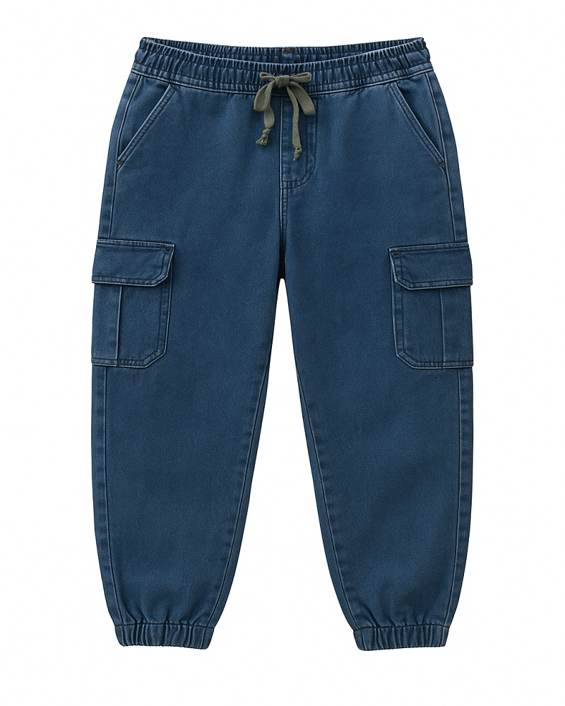 Kids’ Denim Cargo Jogger Pants – Stylish & Comfortable