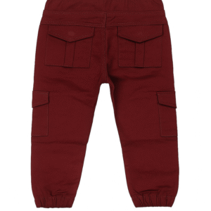 Kids Maroon Cargo Jogger Pants – Soft Cotton