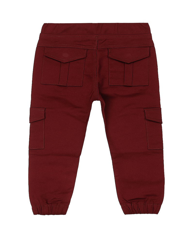Kids Maroon Cargo Jogger Pants – Soft Cotton 1 shamagarments.pk (2)