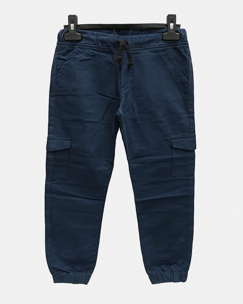 Kids Navy Blue Cargo Jogger Pants – Comfortable Cotton 1 shamagarments.pk Kids Navy Blue Cargo Jogger Pants – Comfortable Cotton Trousers with Drawstring