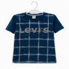 Levi’s Original Kids T-Shirt – Navy Blue Checkered Pattern, Short Sleeves