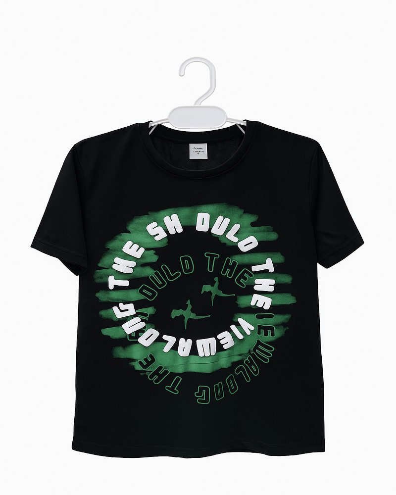 Black Round Neck Graphic T-Shirt