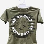 Olive Green Boys Printed T-Shirt – Casual Round Neck Summer Wear