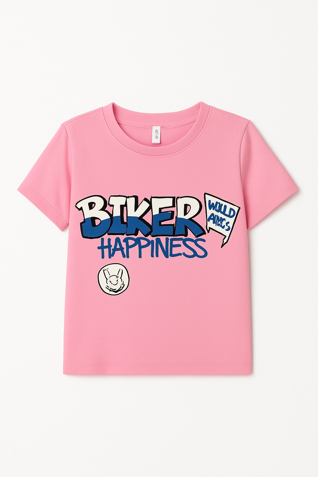 Pink Biker Happiness Graphic T-Shirt for Kids Shamagarments.pk