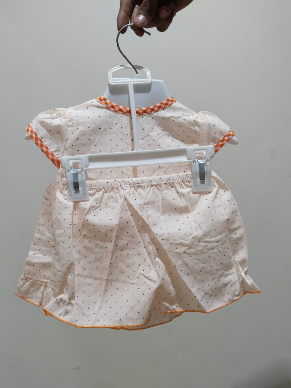 Baby Girls Polka Dot Summer Top – Sleeveless Cotton Shirt with Orange Trim