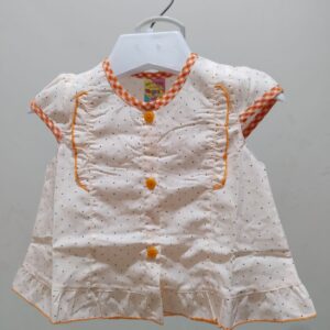 Baby Girls Polka Dot Summer Top – Sleeveless Cotton Shirt with Orange Trim