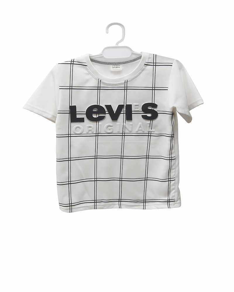 White Levi’s Original Kids T-Shirt with 1 shamagarments.pk White Levi’s Original Kids T-Shirt with Black Grid Pattern