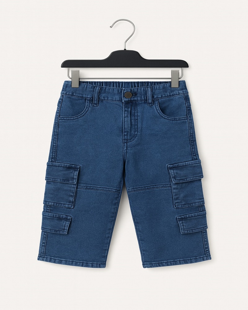 Kids Baggy Denim Cargo Jeans – Premium Stretch, Loose Fit, Multi-Pocket Style 2 shamagarments.pk Kids Baggy Denim Cargo Jeans